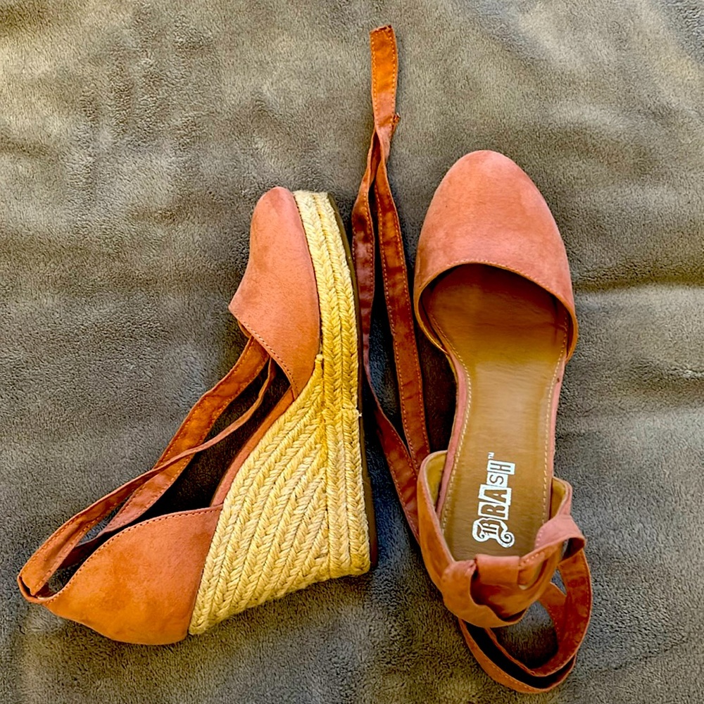Light pink suede-like espadrilles; excellent condition
